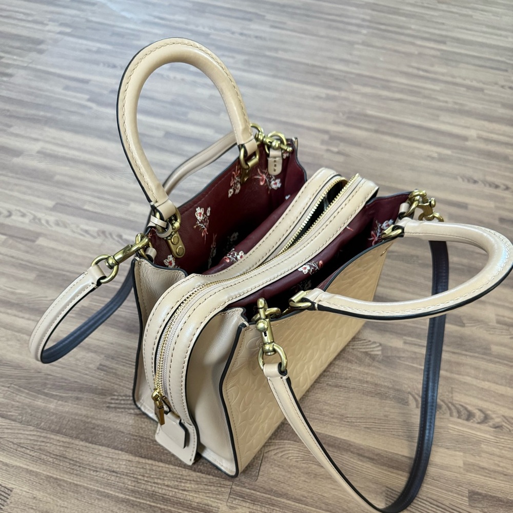 Coach Embossed Tan Leather Rogue Shoulder Bag - Picture 3 of 6